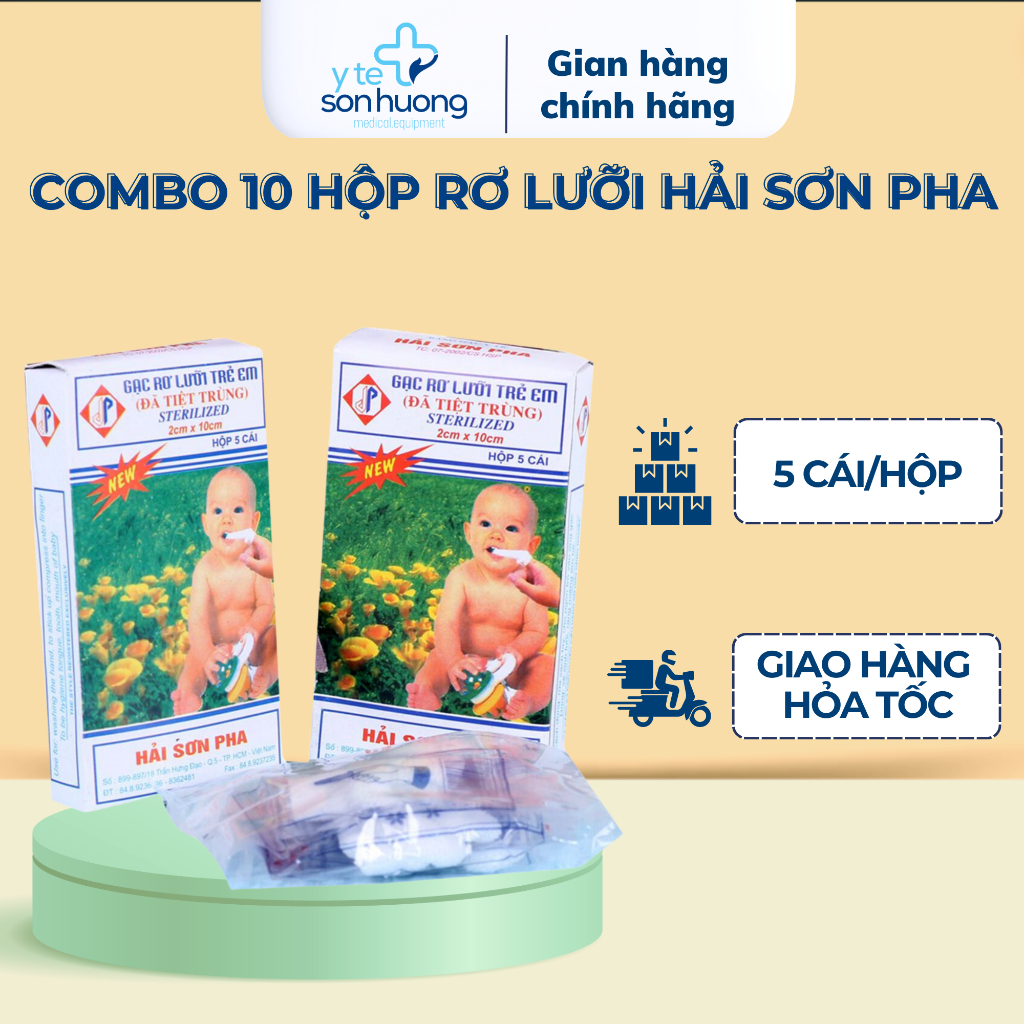 Gạc rơ lưỡi Hải Sơn Pha -combo 10 hộp