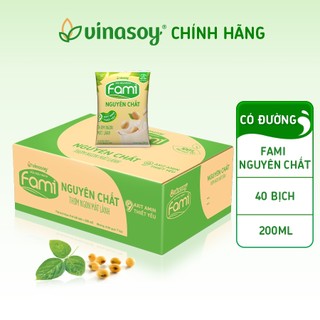 Thùng sữa đậu nành Fami Nguyên chất có đường (40 bịch x 200ml)