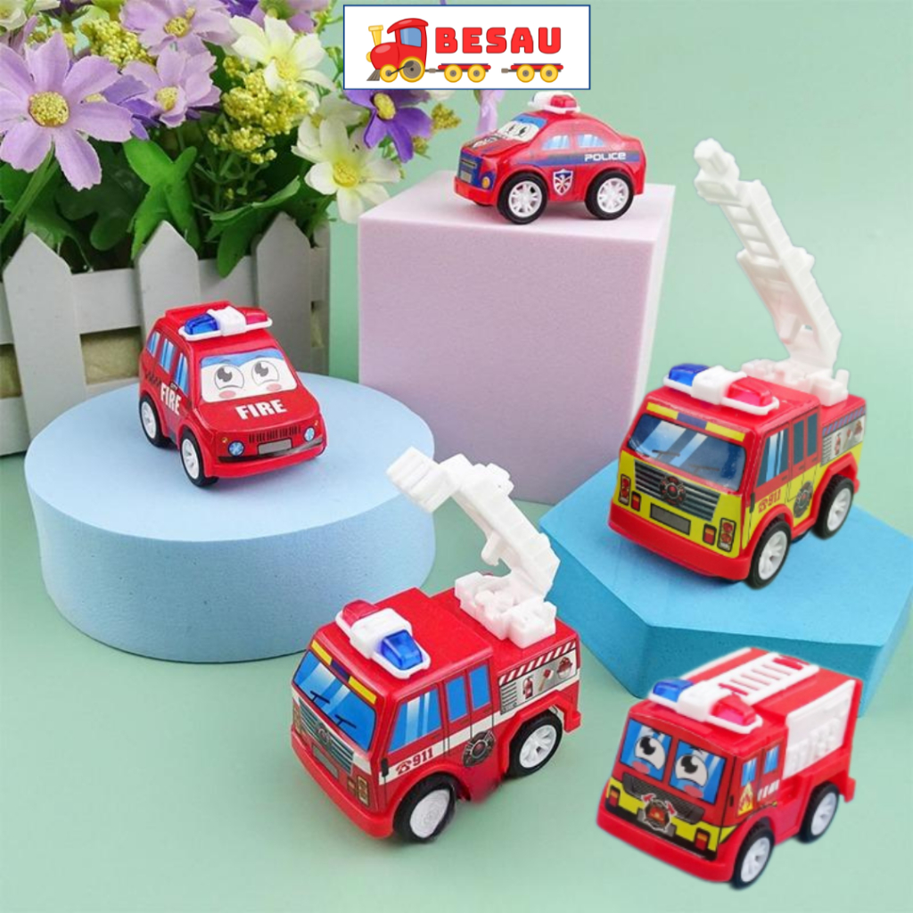 Bộ Xe Cứu Hoả Đồ Chơi, Xe Cứu Hộ Đồ Chơi, Bộ Xe Cảnh Sát, Cứu Hoả Mini Đồ Chơi Cho Bé Trai, Bé Gái BS0030