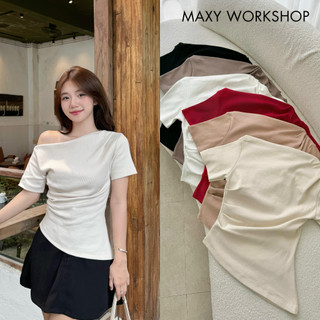 Áo thun ôm tay ngắn xếp ly tà xéo Side Sleeve Tee Maxy Workshop