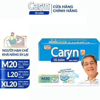 Bỉm người lớn CARYN dạng dán đủ size M20/ML20/XL20 miếng, Bỉm người già siêu thấm chống trào 4 chiều dành cho người già
