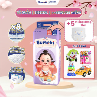  Tã Quần Size 3XL 36 Miếng/ Bịch (>18Kg) - Bỉm Sumoki Nhật Bản Cao Cấp Siêu Mỏng, Mềm Mại, Chống Hăm