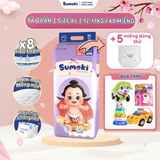  Tã Quần Size XL 40 Miếng/ Bịch (12-17Kg) - Bỉm Sumoki Nhật Bản Siêu Mỏng, Mềm Mại, Chống Hăm