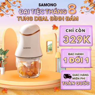 (BH 1 Năm)Samono Máy xay thực phẩm mini đa năng, 6 lưỡi dao, dung tích 300ml, công suất 200w, xay nhuyễn cho bé