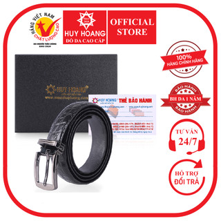 Thắt lưng nữ da cá sấu huy hoàng màu đen hp5201