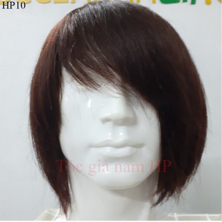 Tóc giả nam nguyên đầu dài ngang vai, làm từ tóc thật