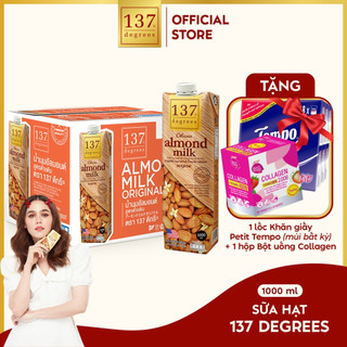 [MUA THÙNG 1 LÍT TẶNG 1 LỐC KHĂN GIẤY TEMPO VÀ 1 HỘP COLLAGEN SAPPE BEAUTI] Sữa hạt Hạnh Nhân Nguyên Chất 137 Degrees