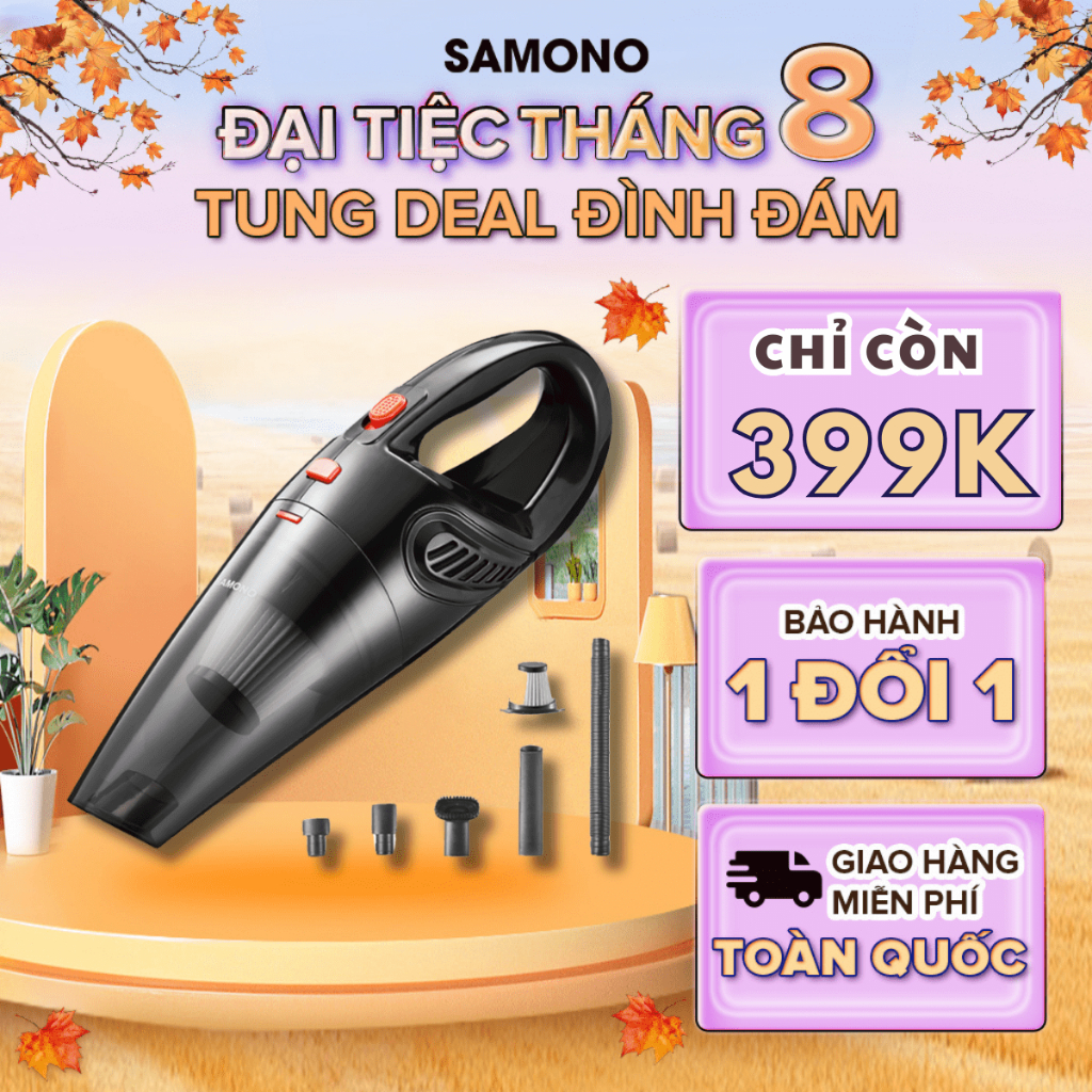 Máy hút bụi Samono SW-VC06 không dây cầm tay mini đa dụng công suất 6000Pa 2 lớp lọc mạnh mẽ