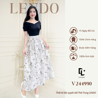 Đầm Váy Công Sở LENDO V244990 Cổ Tim Chân Váy Họa Tiết Thanh Lịch