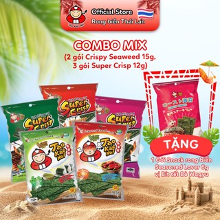 [MUA 3 GÓI SUPER CRISP 12G VÀ 2 GÓI CRSIPY SEAWEED 15G  TẶNG 1 GÓI SEASON 6G] Snack Rong Biển TaoKaeNoi Ăn Vặt Thái Lan