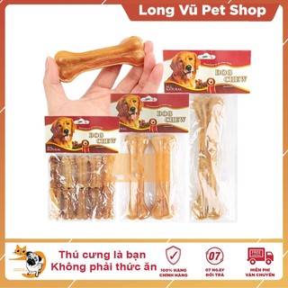 Xương gặm cho chó da bò túi 10 chiếc 5cm, xương gặm sạch răng cho chó - Long Vũ Pet Shop