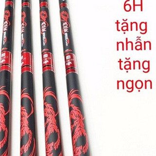 cần câu tay xích long 6H 5m4.6m3 catbon tặng ngọn phụ 360