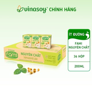 Thùng sữa đậu nành Fami Nguyên chất ít đường (36 hộp x 200ml)