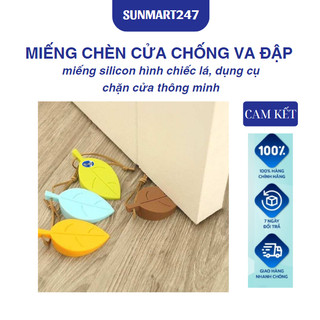 Miếng chèn cửa chống va đập silicon hình chiếc lá, dụng cụ chặn cửa thông minh