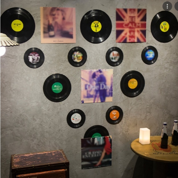 Đĩa than vinyl decor đường kính 10,5cm, trang trí retro quán cafe, phòng ghi âm, phòng trà giá rẻ...