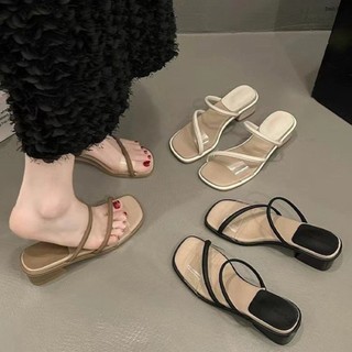 Sandal Nữ Gót Vuông Guốc Nữ Quai Mảnh Da Mềm Đế Êm Hàng Quảng Châu Cao Cấp (Fullbox)