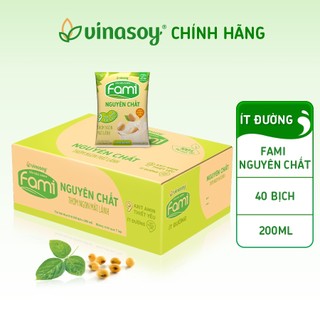 Thùng sữa đậu nành Fami Nguyên chất ít đường (40 bịch x 200ml)