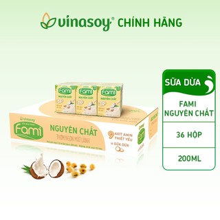 Thùng sữa đậu nành Fami Nguyên Chất vị Sữa dừa (36 hộp x 200ml)