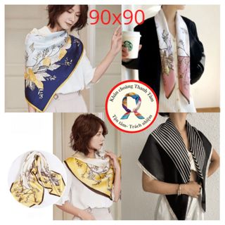 Khăn lụa vuông 90x90cm- Khăn Turban quàng cổ nữ công sở đẹp- quấn tóc làm áo yếm lụa Siêu Xinh- Hot trend