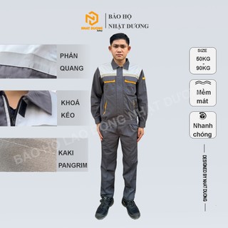 Quần áo bảo hộ lao động nam nữ kaki pangrim mềm mát PR04, Đồ bảo hộ lao động Nhật Dương áo phản quang khóa kéo