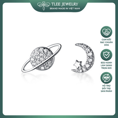 Khuyên tai bạc nữ TLEE Galaxy mini nạm đá xinh xắn TLEE JEWELRY B0157
