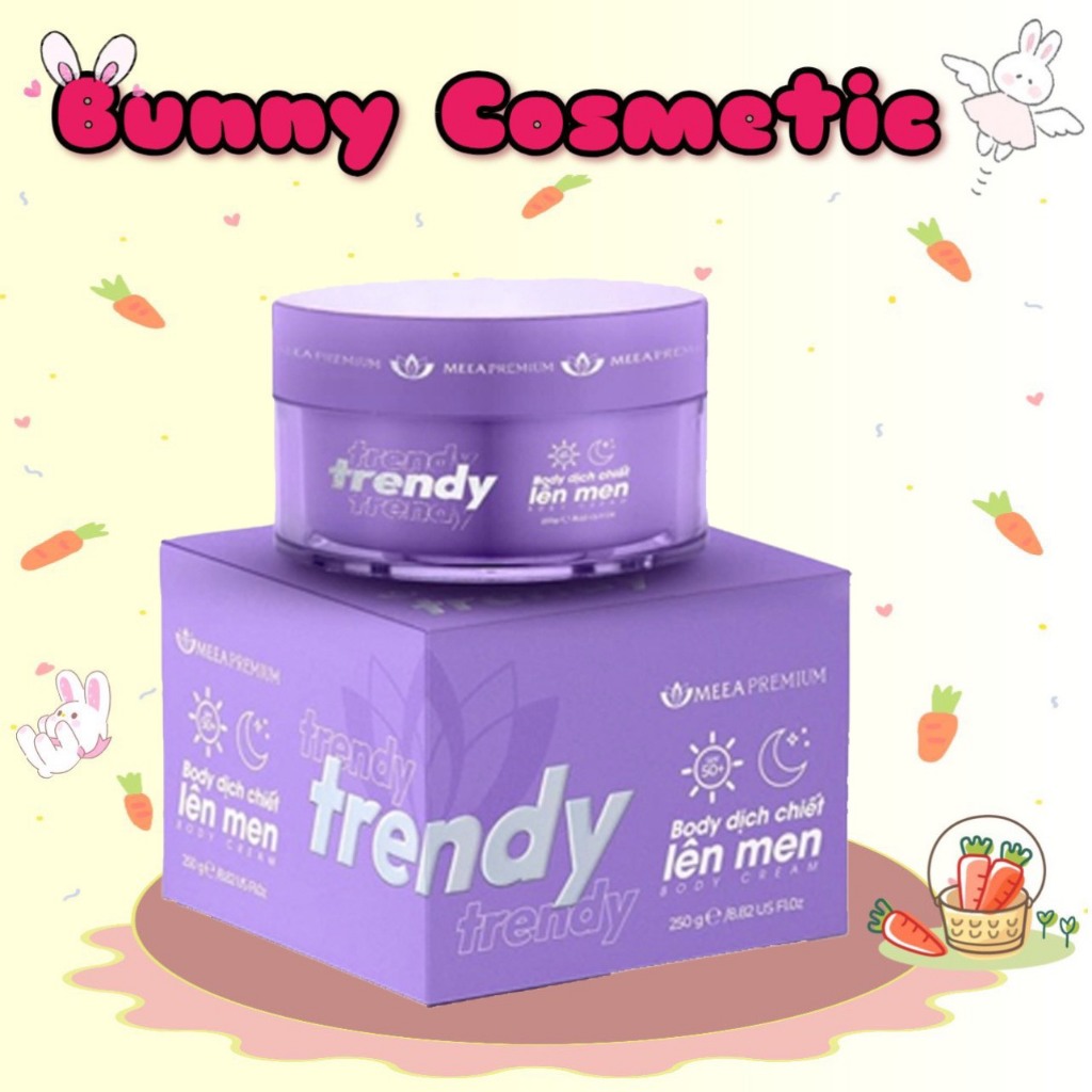[TRỢ GIÁ] Kem Body Dưỡng Da Tím Trendy Dịch Chiết Lên Men - Meea Premium 250Gram (kèm quà) - BUNNY S