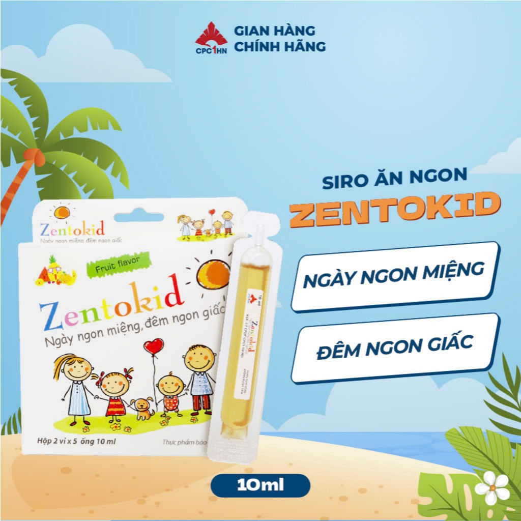 Siro Ăn Ngon ZENTOKID bé Ăn Ngon Miệng Ngủ Ngon Giấc Tiêu Hóa Tốt Hộp 10 ống