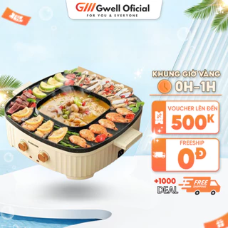 Nồi Lẩu Nướng Vuông Đa Năng GODWELL Công Suất 1500W Chất Liệu Chống Dính Cao Cấp Thiết Kế Hiện Đại