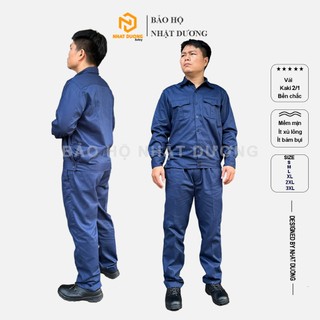 Quần áo bảo hộ lao động nam vải kaki 2/1 màu tím than ND09, Đồ bảo hộ lao động công nhân bền chắc ít nhăn giá rẻ