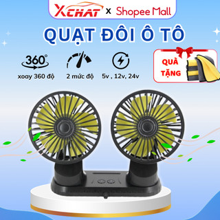 Quạt Đôi Mini XCHAT Xoay 360 Tiện Ích Trên Ô Tô , Xe Hơi Cao Cấp , Bảo Hành 12 Tháng
