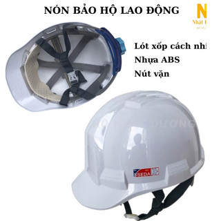Nón bảo hộ lao động HPS4 nút vặn lót xốp nhựa ABS, Mũ bảo hộ lao động kiểu Sseda Hàn Quốc màu trắng