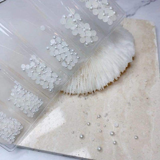 Khay trai nửa YHB mix size mix màu - khay ngọc trai nhân tạo trang trí đính móng cực đẹp.
