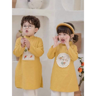  Kèm Quần Áo Dài Tết Cho Bé Áo Dài Cách Tân Thêu Họa Tiết Ngộ Nghĩnh Bắt Mắt Chất Tơ Mềm Mịn Cao Cấp Thoáng Da Cho Bé 