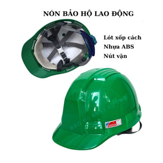 Nón bảo hộ lao động HPS4 nút vặn lót xôp nhựa ABS,Mũ bảo hộ lao động kiểu Sseda Hàn Quốc màu xanh lá