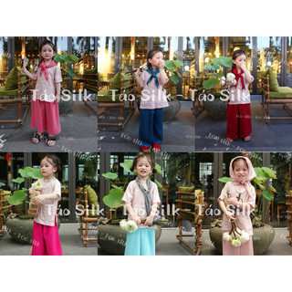 Bộ bà ba bé gái màu hồng nhạt