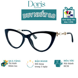 Gọng kính nữ dáng mắt mèo nhựa màu đen phối kim loại doriseyewear