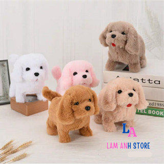 [Tặng Kèm Pin] Đồ chơi chó bông chạy bằng Pin Lamanh , chó bông biết vẫy đuôi sủa như thật