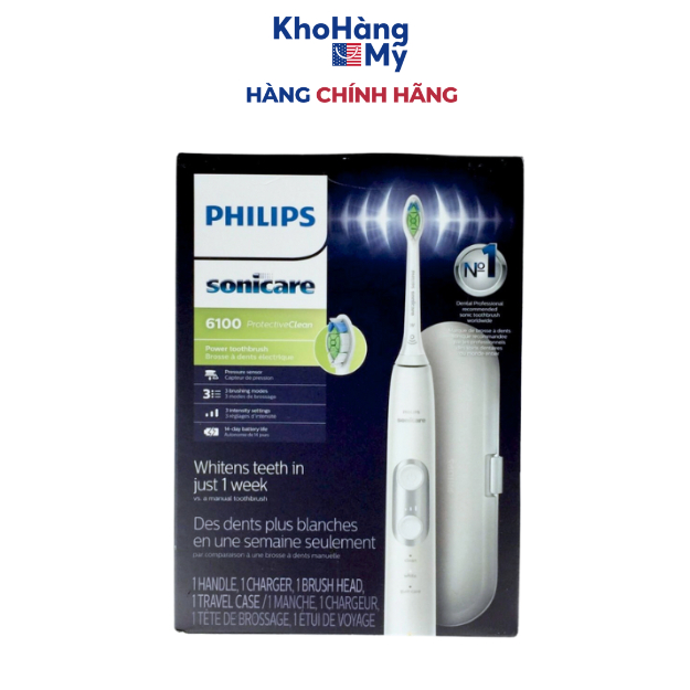  Bàn chải điện Philips Sonicare 6100 Protective Clean 3 chế độ chải 3 mức rung 