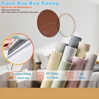 Cuộn xốp dán tường, dài 2m8 rộng 50 cm mặt sau có sẵn keo, cách nhiệt chống cháy hiệu quả