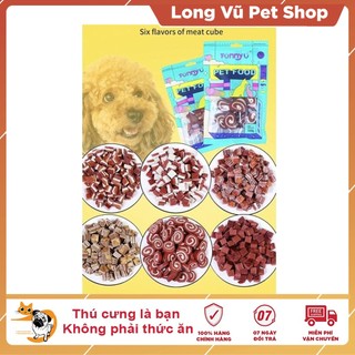 Bánh thưởng cho chó, bánh thưởng cho mèo dạng Thịt thưởng gói 100g nhiều vị - Long Vũ Pet Shop