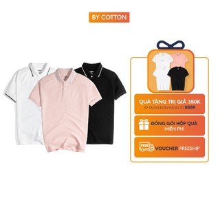 Áo thun polo nam cao cấp chất liệu cool piqué 3 màu đen - trắng - hồng san hô by cotton