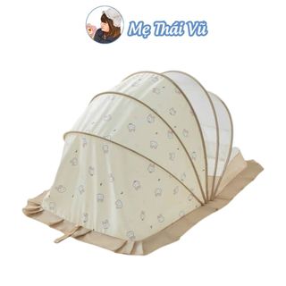 Màn chụp cho bé mùng ngủ chống muỗi cho trẻ sơ sinh Hàn Quốc màu trơn trắng tự bung MẸ THÁI VŨ
