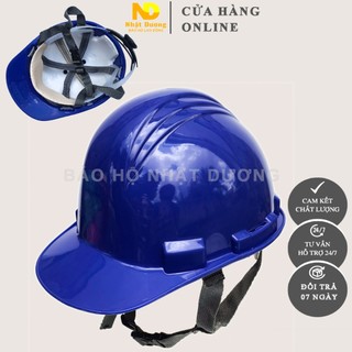 Mũ bảo hộ lao động khóa vặn màu xanh dương N03, Nón bảo hộ lao động Nhật Dương có lót xốp chống nóng
