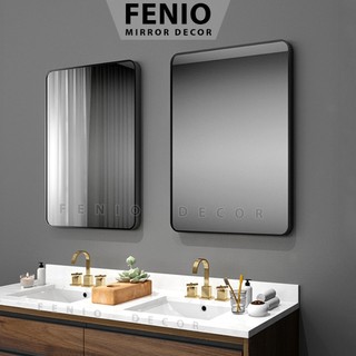 Gương nhà tắm viền khung thép sơn tĩnh điện màu đen gương treo tường phòng tắm hình chữ nhật