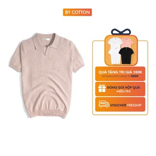 Áo thun nam cao cấp polo dệt kim sọc nghiêng by cotton