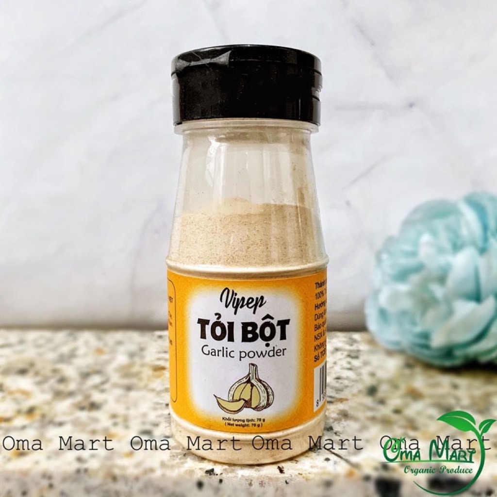 Bột tỏi nguyên chất Vipep (Hũ 70g) - Gia vị tẩm ướp tự nhiên cho món nướng, xào, kho thơm nồng