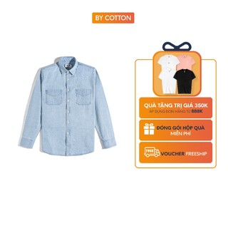 Áo Sơ Mi Nam Cao Cấp Dài Tay Chất Liệu Denim Màu Xanh Nhạt BY COTTON