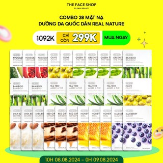 Combo 28 mặt nạ cân bằng ẩm & nước the face shop real nature 20g