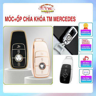 Móc khóa kèm ốp bảo vệ chìa khóa thông minh cho xe Mercedes C200 E200 C250 350 450 nhựa mềm TPU tráng gương.