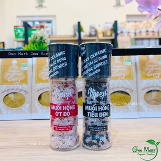 Muối hồng himalaya (tiêu đen, ớt đỏ) dạng cối xay Vipep